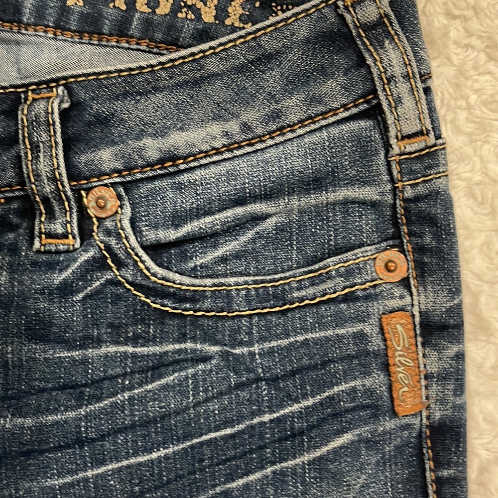 Silver Pioneer Stretch Jean flip back embroidered pocket size 28. - Picture 5 of 13